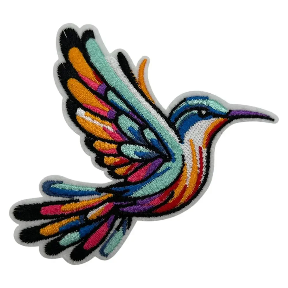 Multicolor Colorful Hummingbird Iron On Patch